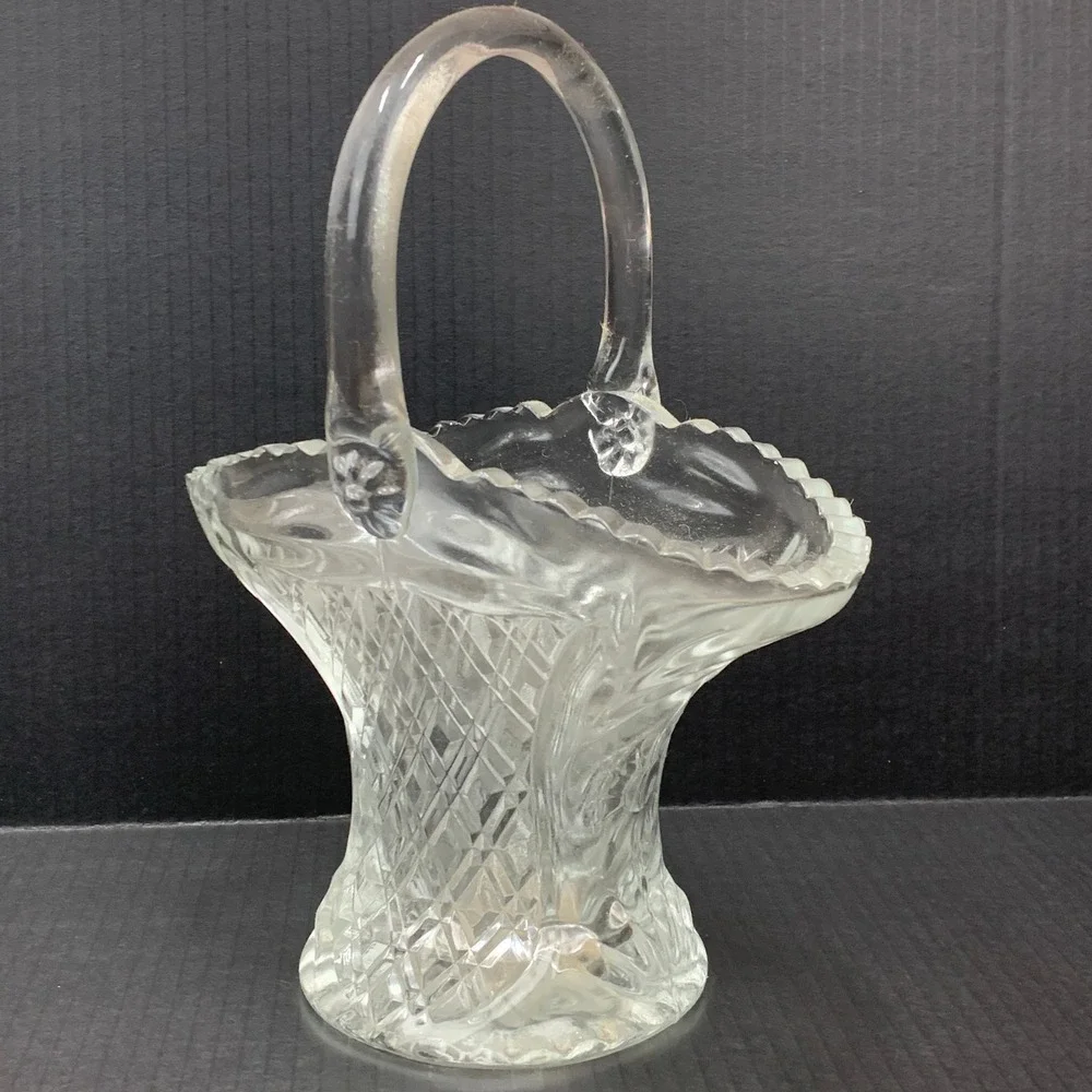 Princess House 530 Crystal‎ Basket Vintage Diamond Pattern Made in USA